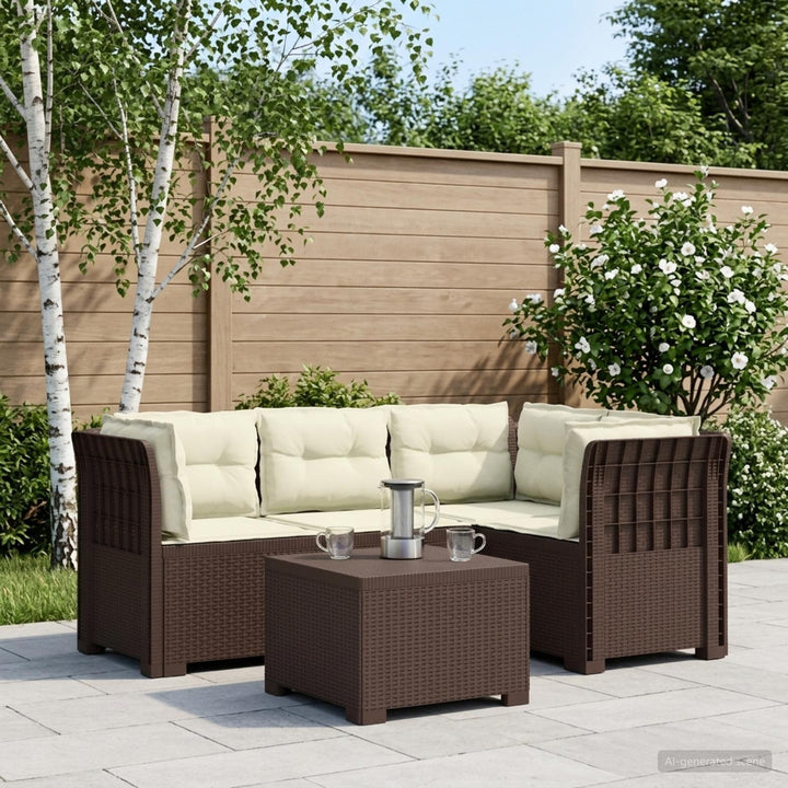 4-personers Have Sofa med Hynder Rattan Look PP Brun
