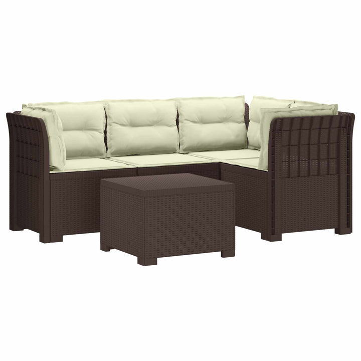 4-personers Have Sofa med Hynder Rattan Look PP Brun