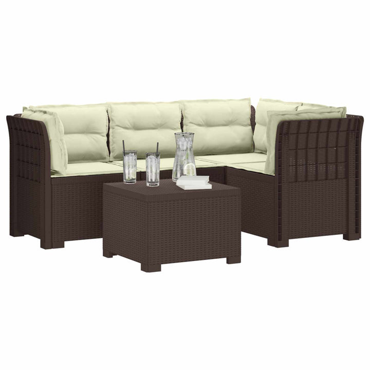 4-personers Have Sofa med Hynder Rattan Look PP Brun