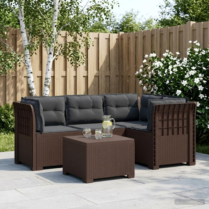 4-personers Have Sofa med Hynder Rattan Look PP Brun