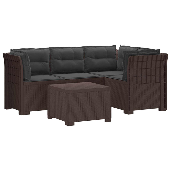 4-personers Have Sofa med Hynder Rattan Look PP Brun