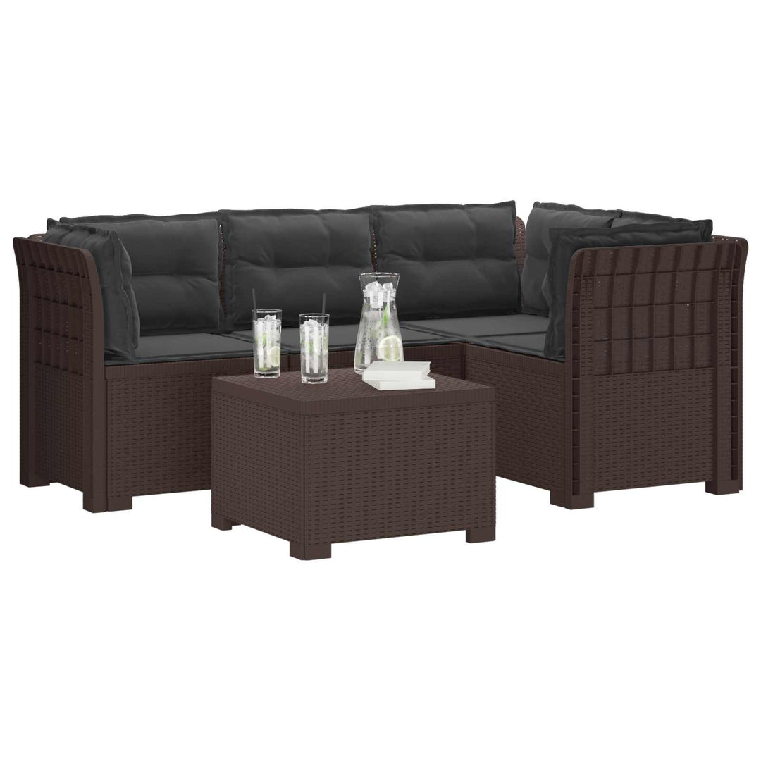 4-personers Have Sofa med Hynder Rattan Look PP Brun