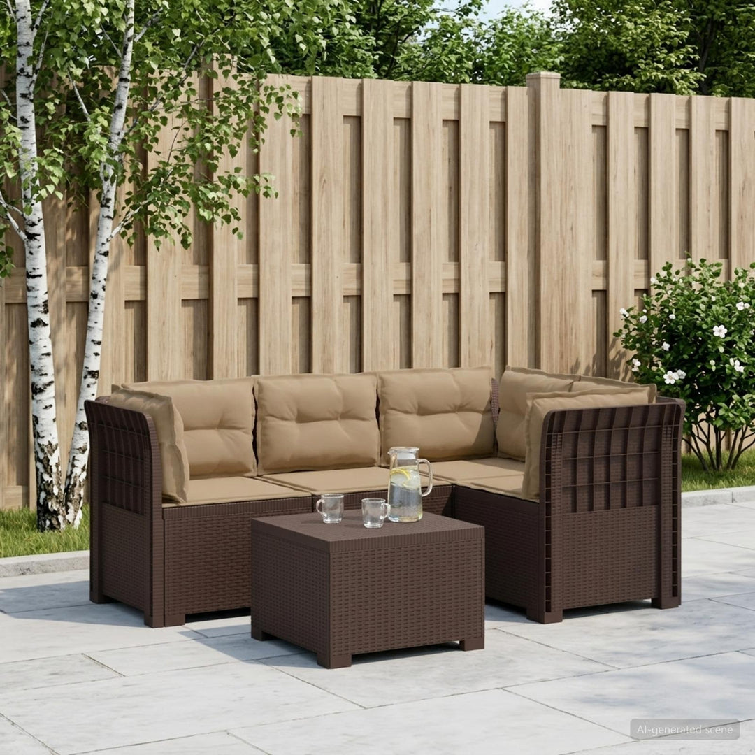 4-personers Have Sofa med Hynder Rattan Look PP Brun
