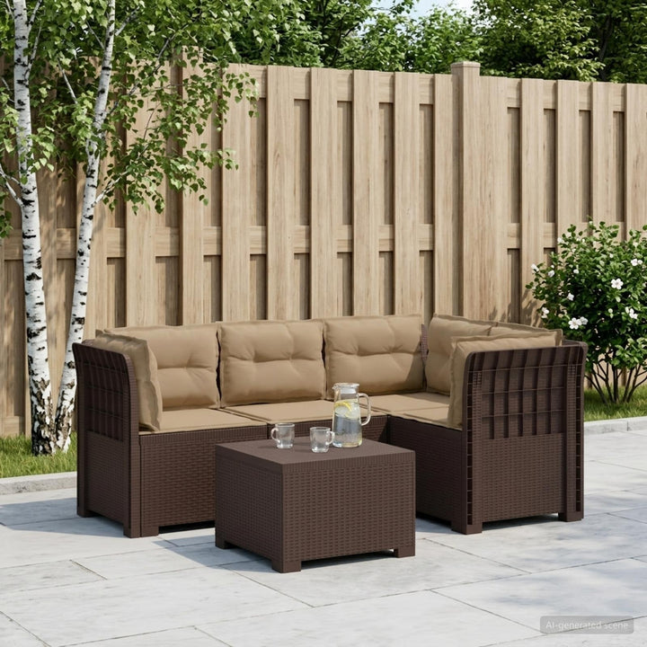 4-personers Have Sofa med Hynder Rattan Look PP Brun