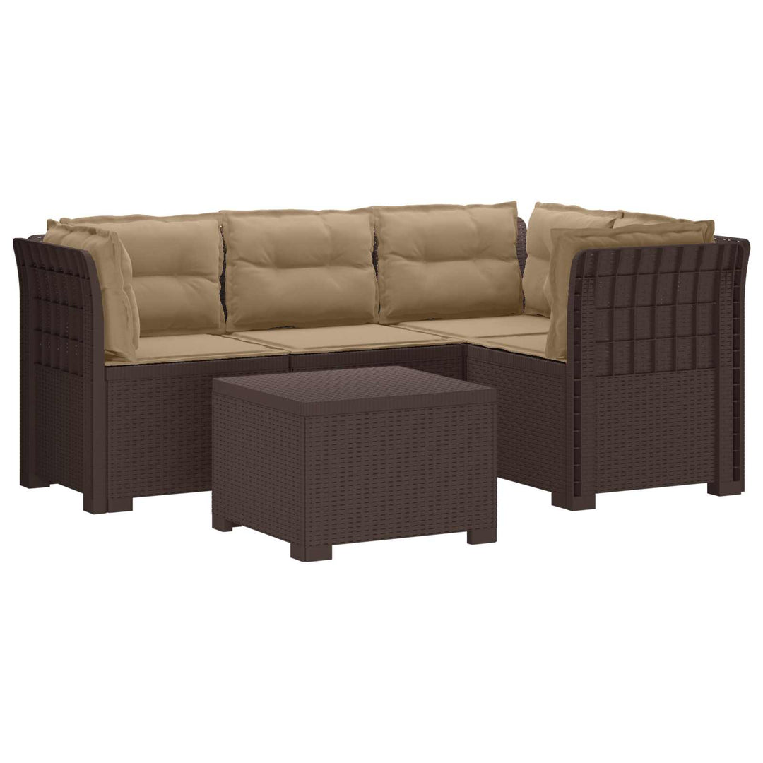 4-personers Have Sofa med Hynder Rattan Look PP Brun