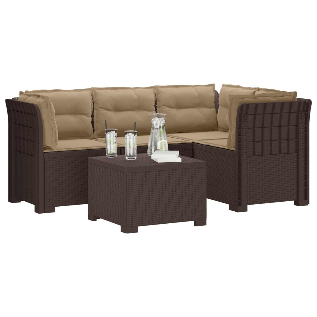 4-personers Have Sofa med Hynder Rattan Look PP Brun