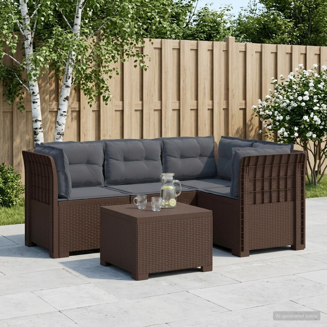 4-personers Have Sofa med Hynder Rattan Look PP Brun