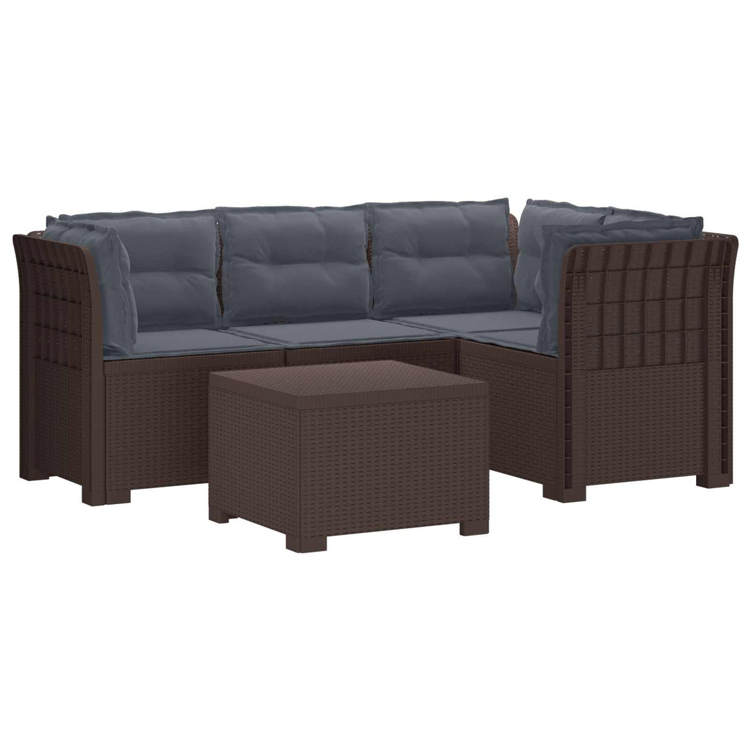 4-personers Have Sofa med Hynder Rattan Look PP Brun