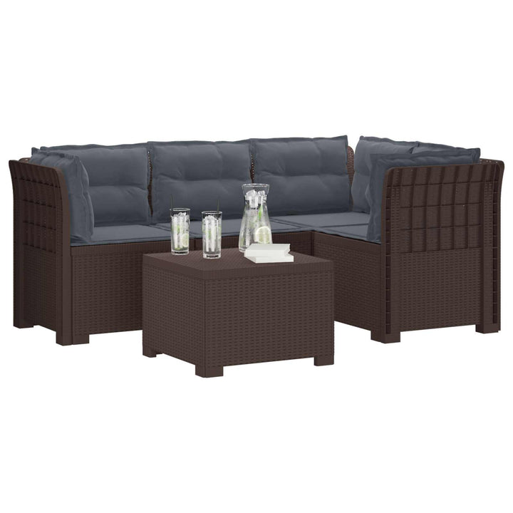 4-personers Have Sofa med Hynder Rattan Look PP Brun