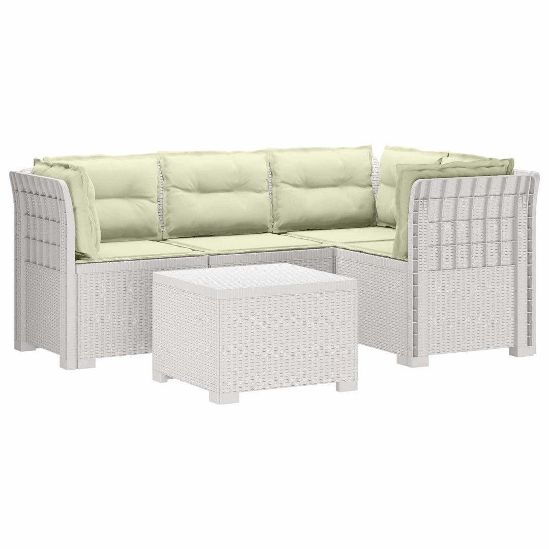 4-personers Have Sofa med Hynder Rattan Look PP Hvid