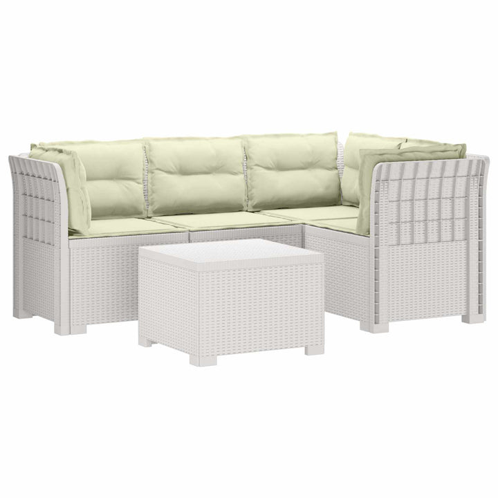 4-personers Have Sofa med Hynder Rattan Look PP Hvid