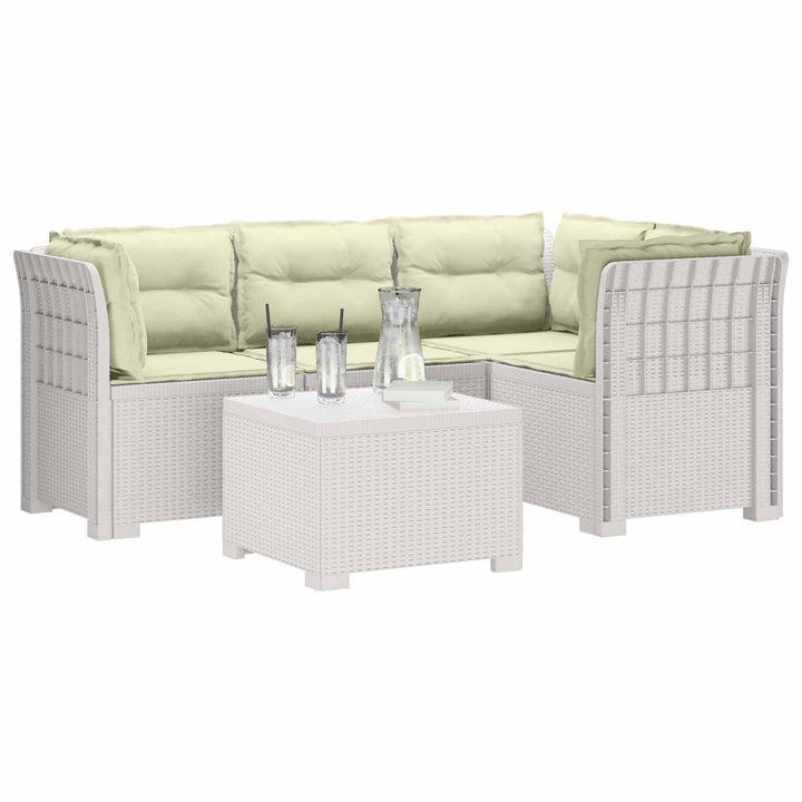 4-personers Have Sofa med Hynder Rattan Look PP Hvid