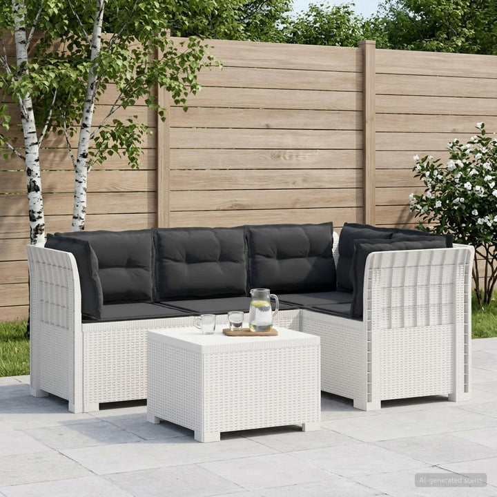 4-personers Have Sofa med Hynder Rattan Look PP Hvid