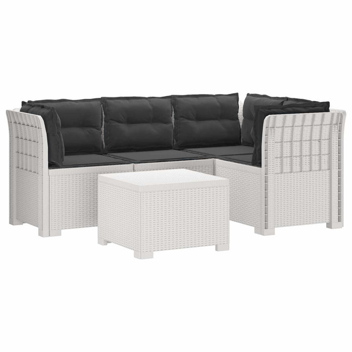 4-personers Have Sofa med Hynder Rattan Look PP Hvid