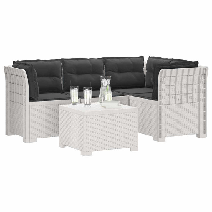 4-personers Have Sofa med Hynder Rattan Look PP Hvid