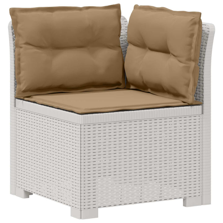4-personers Have Sofa med Hynder Rattan Look PP Hvid