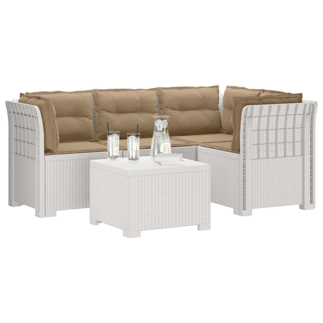 4-personers Have Sofa med Hynder Rattan Look PP Hvid