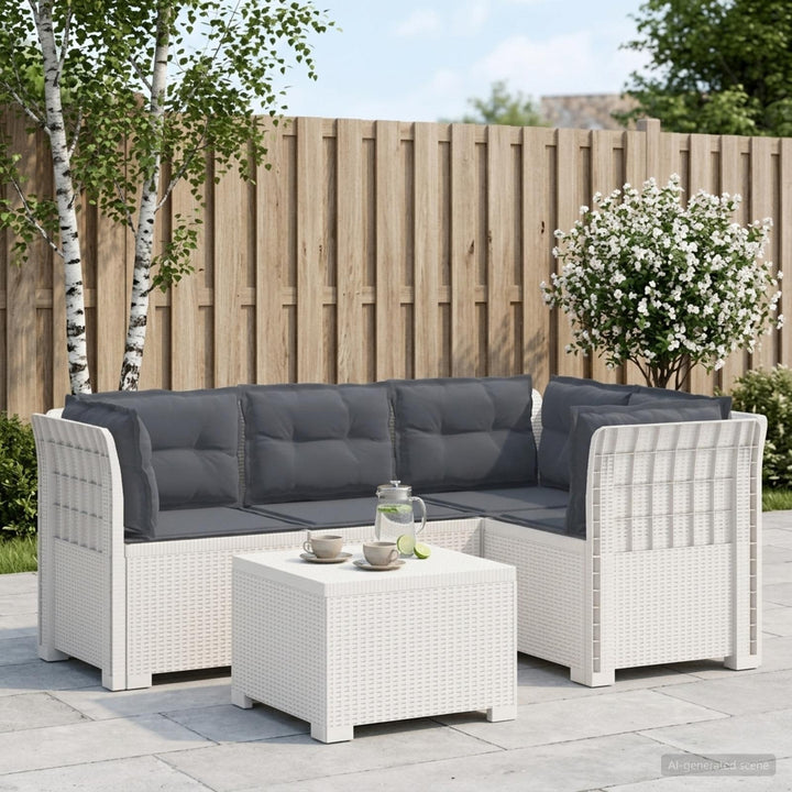 4-personers Have Sofa med Hynder Rattan Look PP Hvid