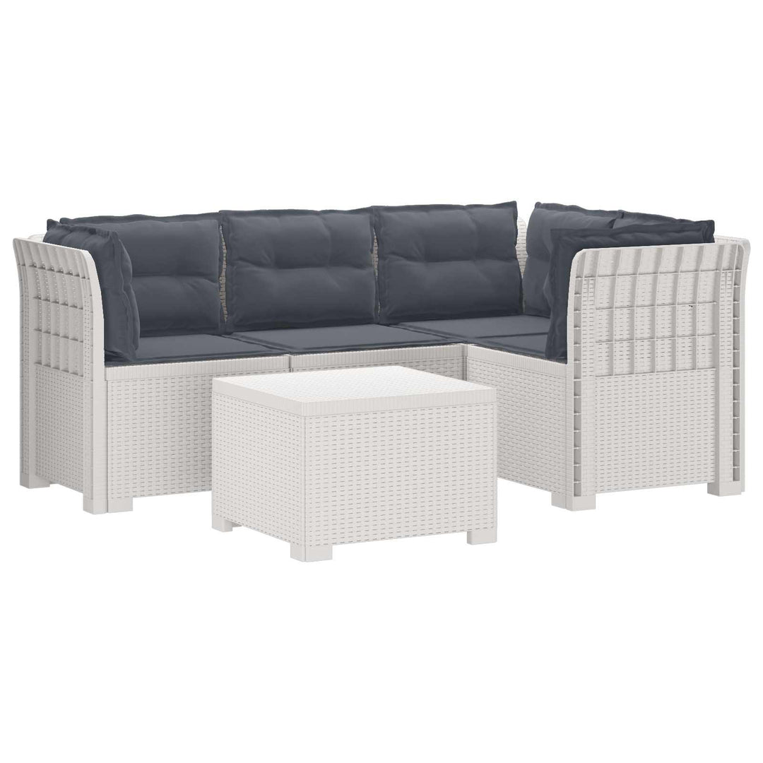 4-personers Have Sofa med Hynder Rattan Look PP Hvid