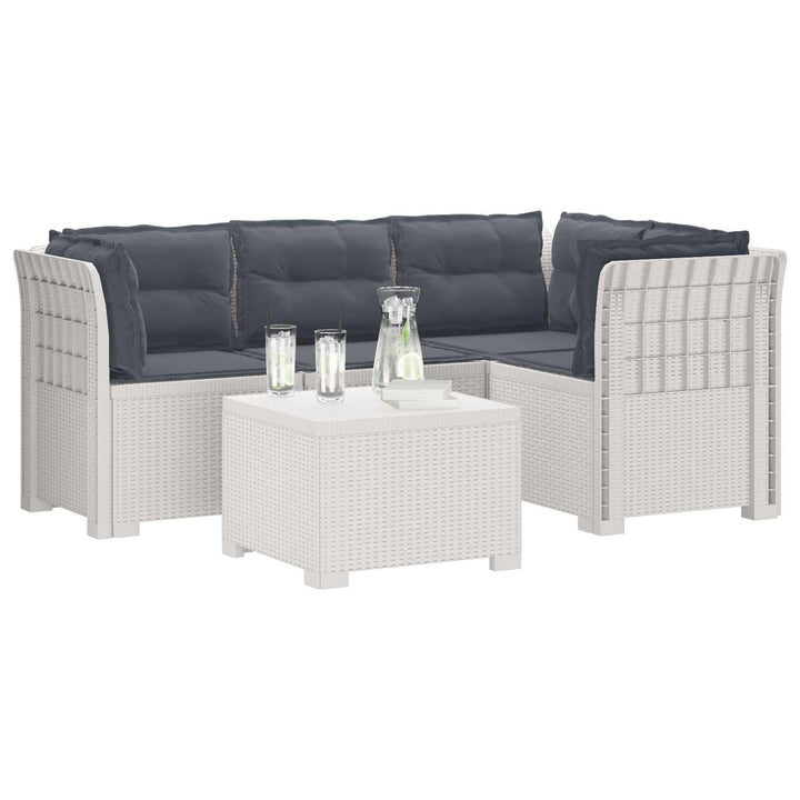 4-personers Have Sofa med Hynder Rattan Look PP Hvid