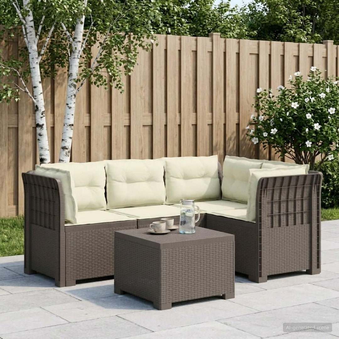 4-personers Have Sofa med Hynder Rattan Look PP Lysegrå