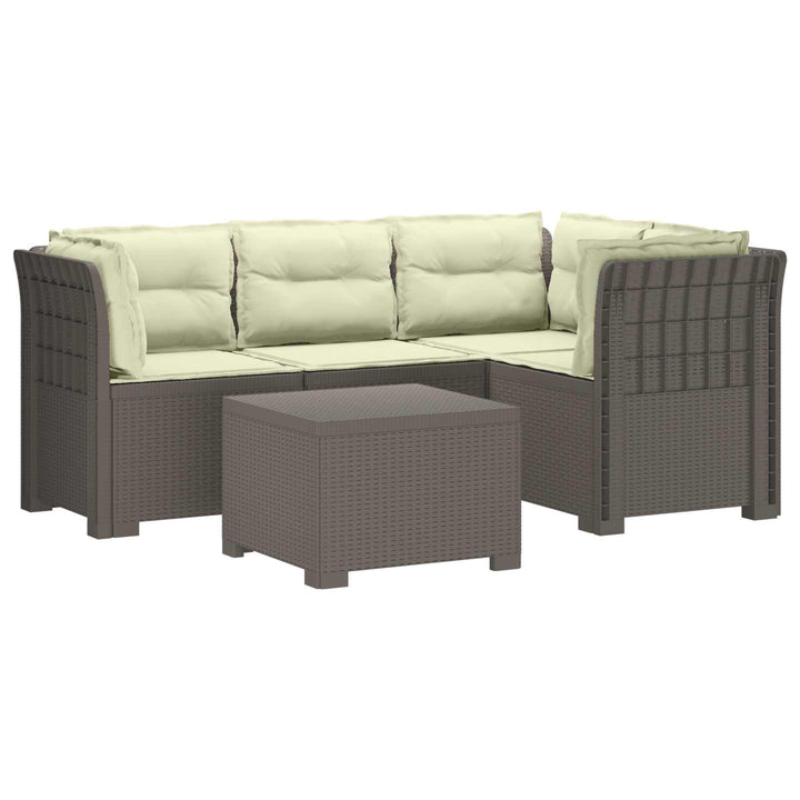 4-personers Have Sofa med Hynder Rattan Look PP Lysegrå