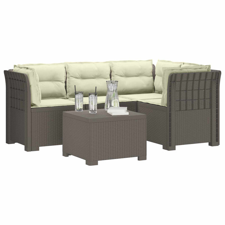 4-personers Have Sofa med Hynder Rattan Look PP Lysegrå