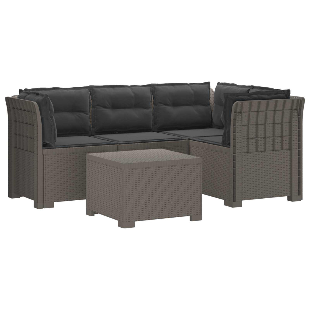 4-personers Have Sofa med Hynder Rattan Look PP Lysegrå