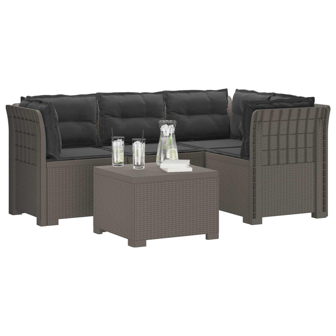 4-personers Have Sofa med Hynder Rattan Look PP Lysegrå