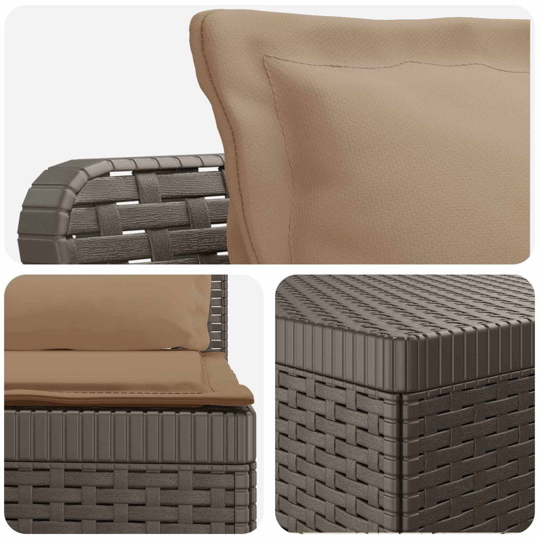 4-personers Have Sofa med Hynder Rattan Look PP Lysegrå