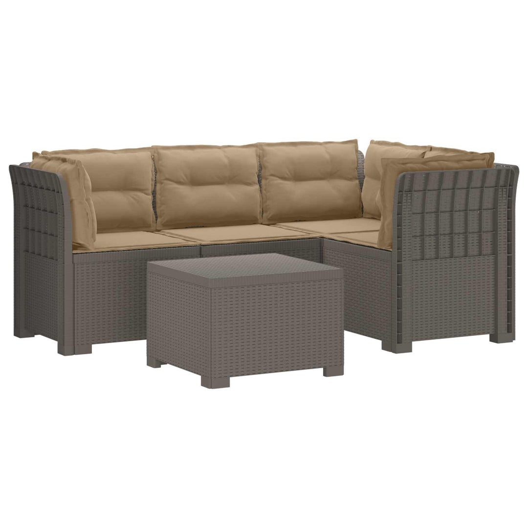4-personers Have Sofa med Hynder Rattan Look PP Lysegrå