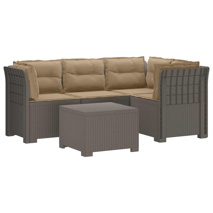 4-personers Have Sofa med Hynder Rattan Look PP Lysegrå