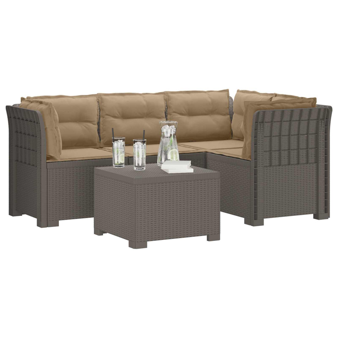 4-personers Have Sofa med Hynder Rattan Look PP Lysegrå