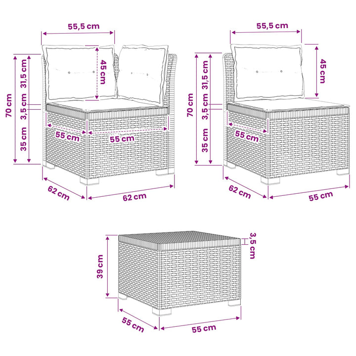 4-personers Have Sofa med Hynder Rattan Look PP Lysegrå