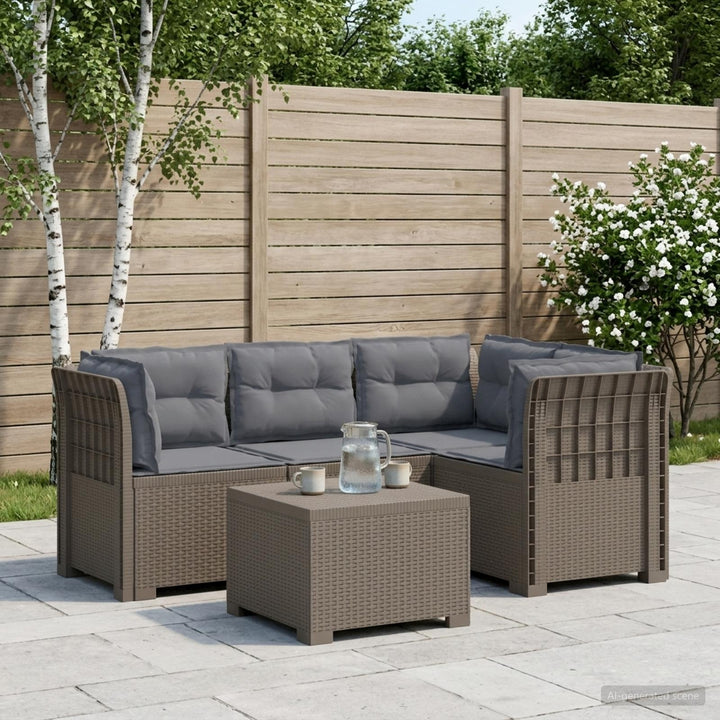 4-personers Have Sofa med Hynder Rattan Look PP Lysegrå