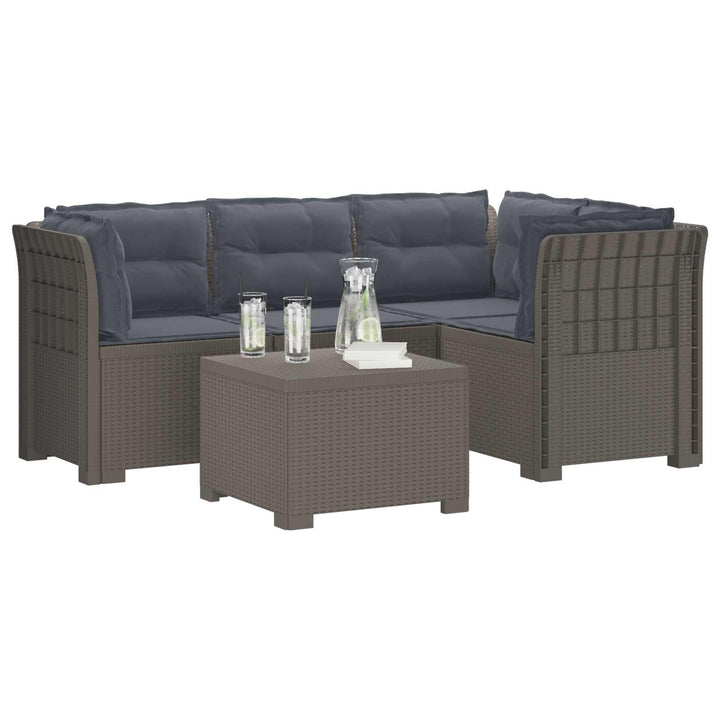 4-personers Have Sofa med Hynder Rattan Look PP Lysegrå