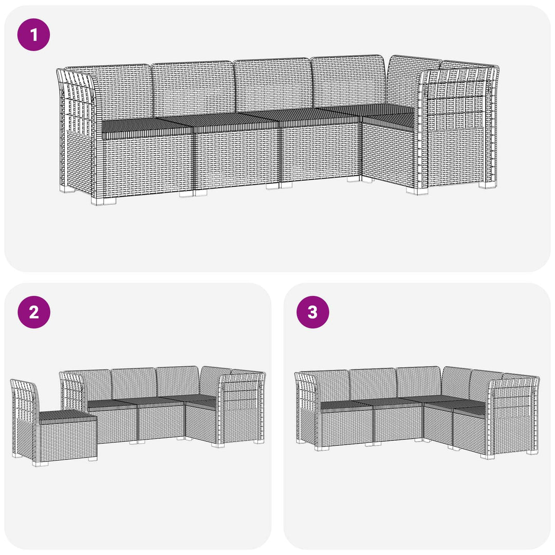 5-personers Havemøbel Sofa Rattan Look PP Antracit