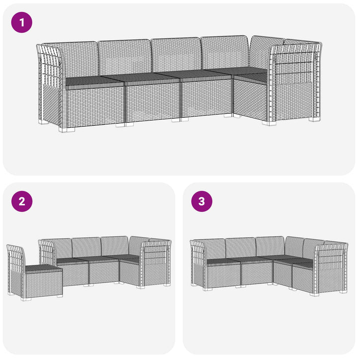 5-personers Havemøbel Sofa Rattan Look PP Antracit