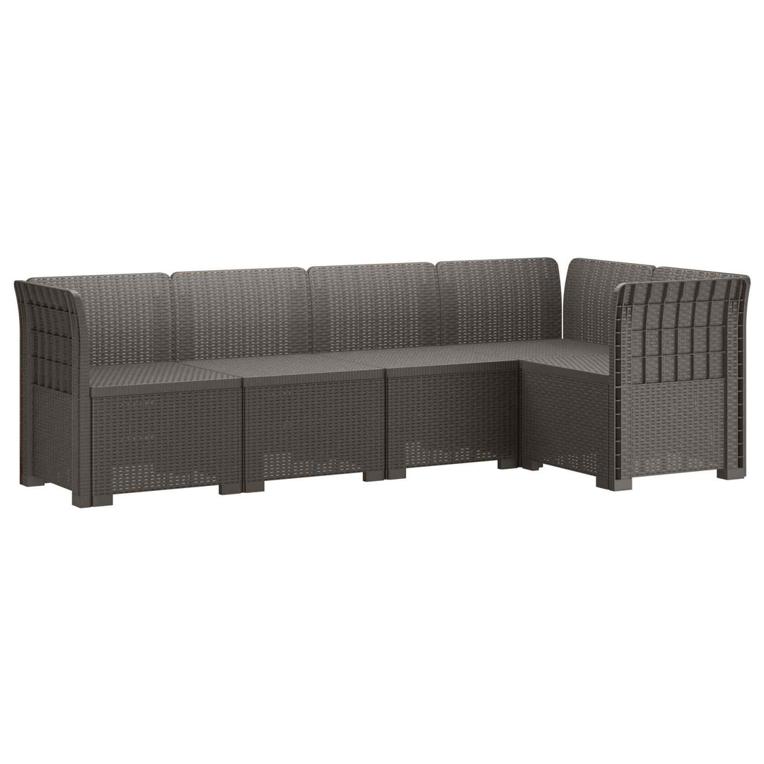 5-personers Havemøbel Sofa Rattan Look PP Lysegrå