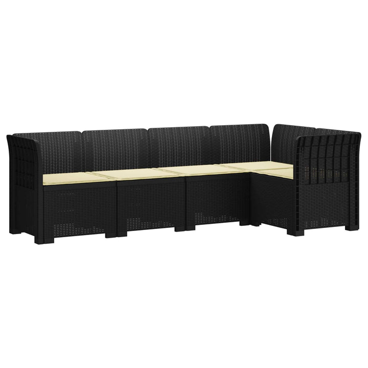 5-personers Havemøbel Sofa med Hynder Rattan Look PP Antracit