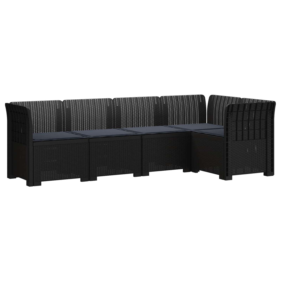 5-personers Havemøbel Sofa med Hynder Rattan Look PP Antracit