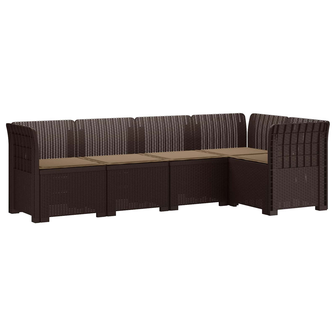 5-personers Havemøbel Sofa med Hynder Rattan Look PP Brun