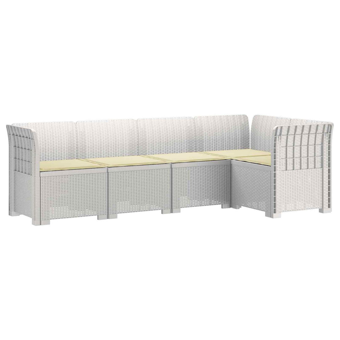 5-personers Havemøbel Sofa med Hynder Rattan Look PP Hvid