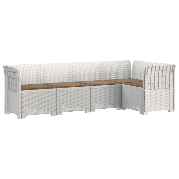 5-personers Havemøbel Sofa med Hynder Rattan Look PP Hvid