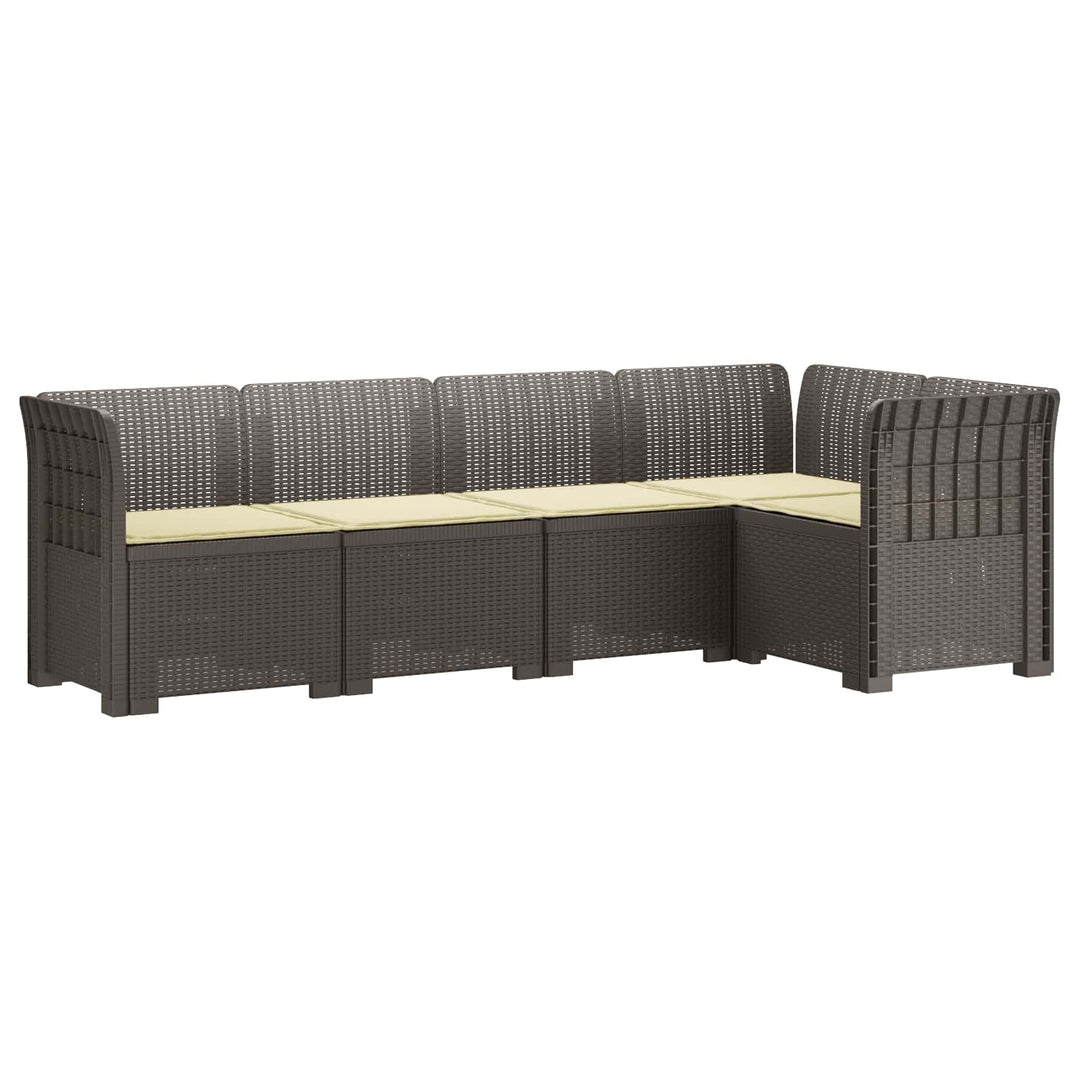 5-personers Havemøbel Sofa med Hynder Rattan Look PP Lysegrå
