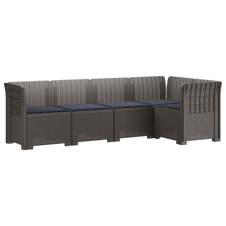 5-personers Havemøbel Sofa med Hynder Rattan Look PP Lysegrå
