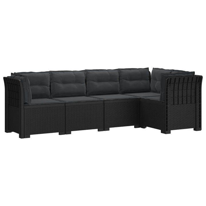 5-personers Havemøbel Sofa med Hynder Rattan Look PP Antracit