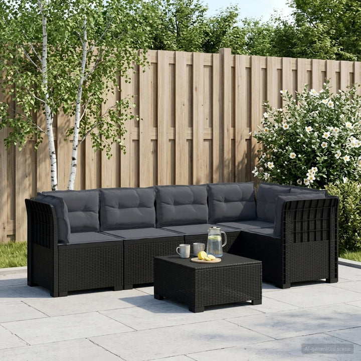 5-personers Havemøbel Sofa med Hynder Rattan Look PP Antracit