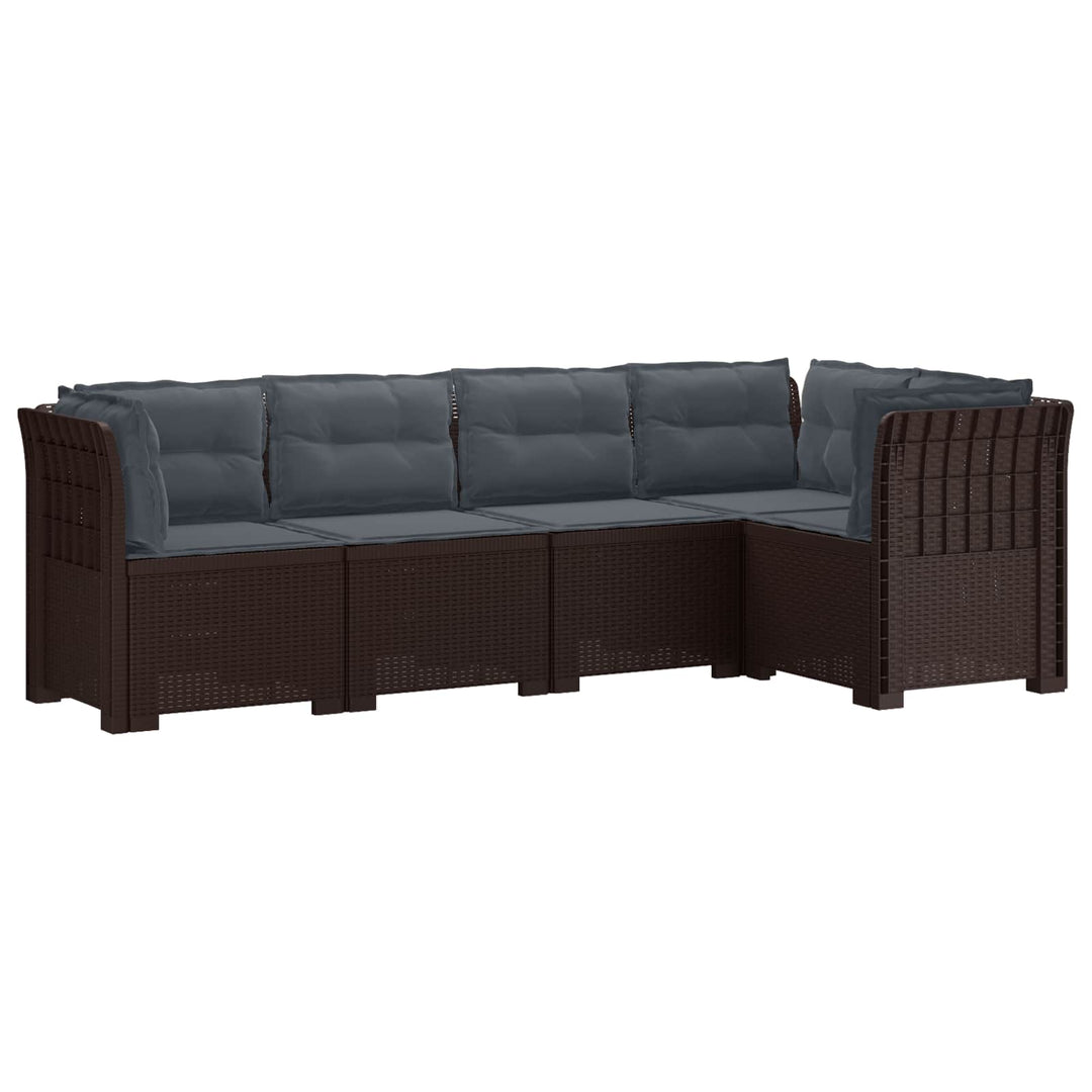 5-personers Havemøbel Sofa med Hynder Rattan Look PP Brun