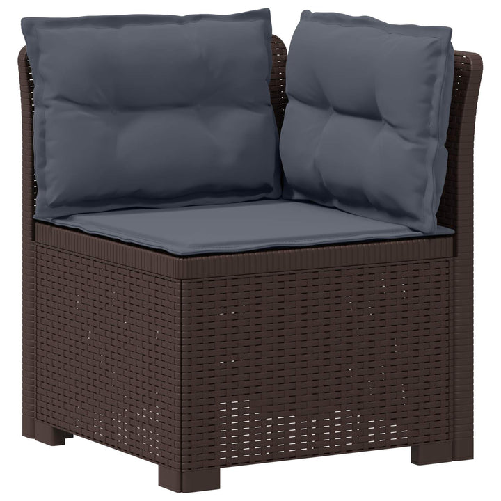 5-personers Havemøbel Sofa med Hynder Rattan Look PP Brun